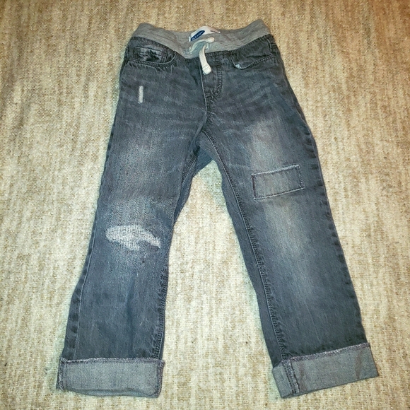 Old Navy Other - Old Navy grey denim distressed jeans w/ drawstring